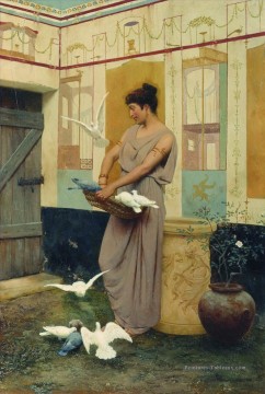 Nourrir les pigeons Stephan Bakalowicz Rome antique Peinture à l'huile